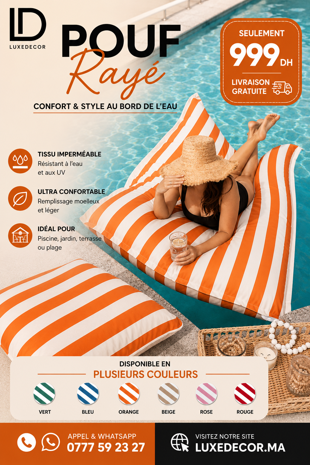 Pouf Rayé Luxe