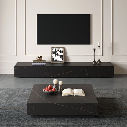 Pack Meuble Tv + Table Basse Square Effet Marbre