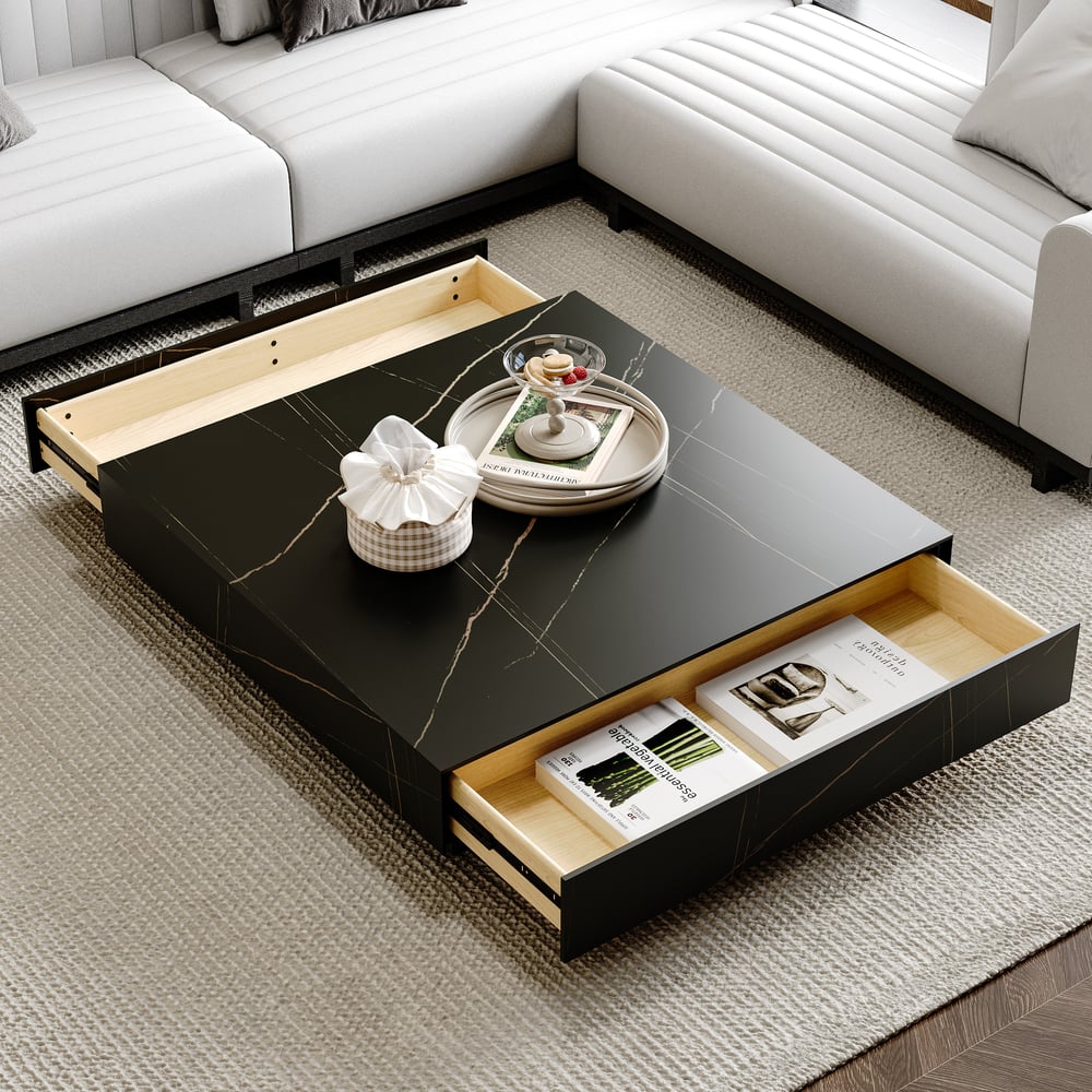 Pack Meuble Tv + Table Basse Square Effet Marbre