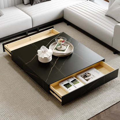 Pack Meuble Tv + Table Basse Square Effet Marbre