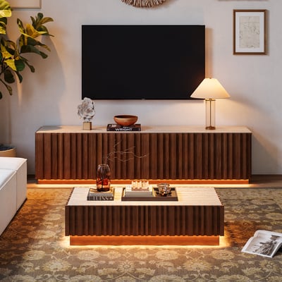 Pack Meuble TV & Table Basse – Design Moderne avec LED