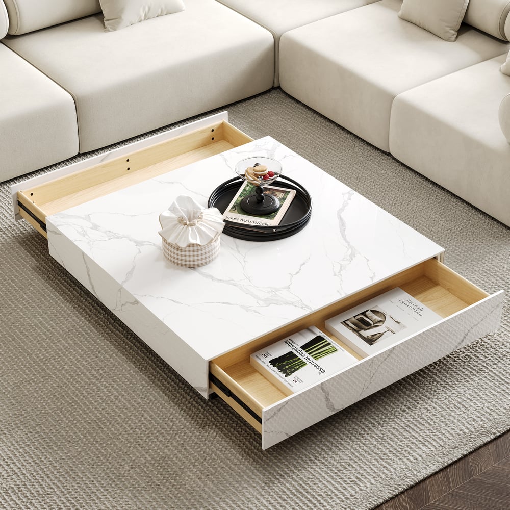 Pack Meuble Tv + Table Basse Square Effet Marbre
