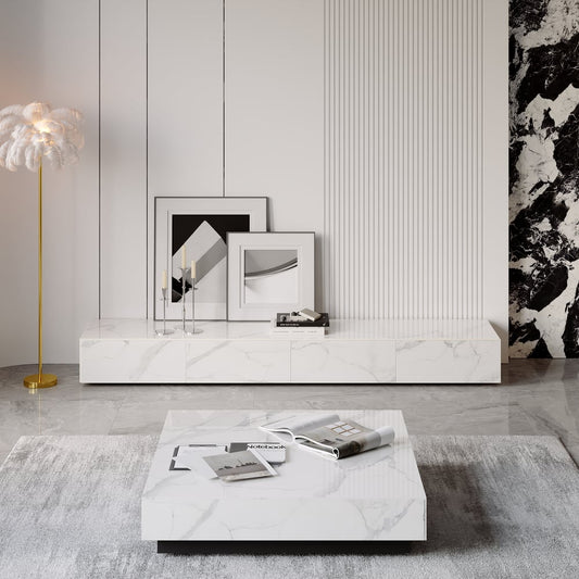 Pack Meuble Tv + Table Basse Square Effet Marbre