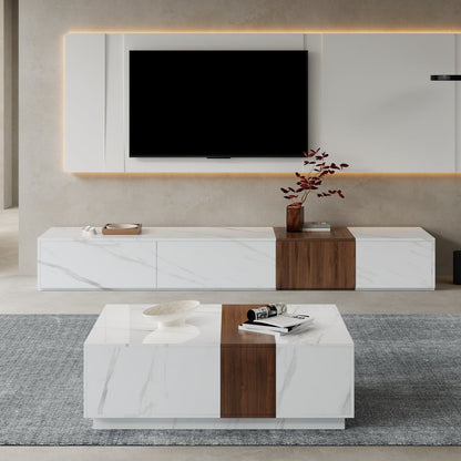 Pack Meuble TV & Table Basse Marbre