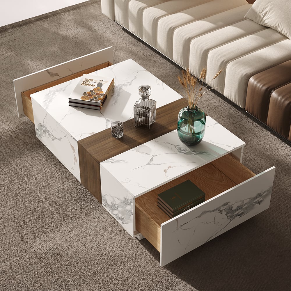 Pack Meuble TV & Table Basse Marbre