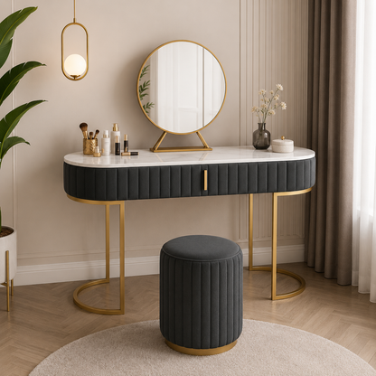 Coiffeuse Nordique + Tabouret et Miroir