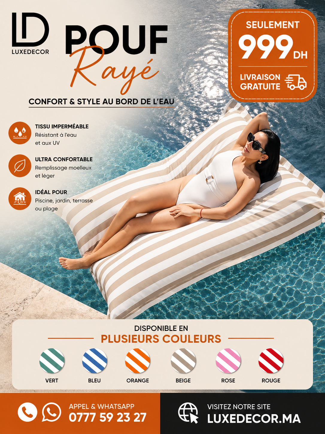 Pouf Rayé Luxe