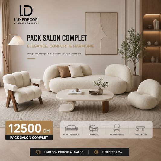 Pack Salon 3 Pièces – Canapé + 2 Fauteuils