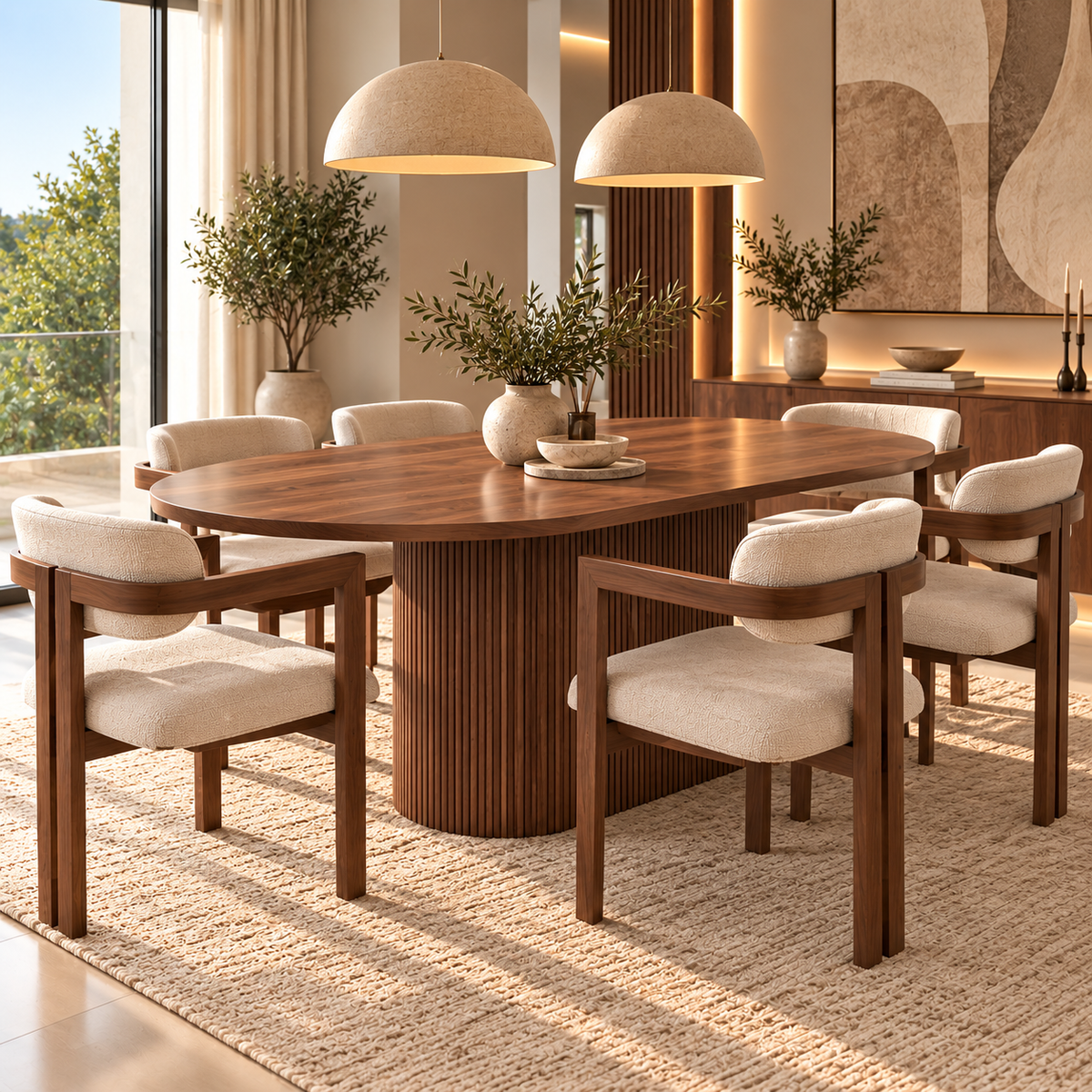 Table à Manger ALVÉORA + 6 Chaises