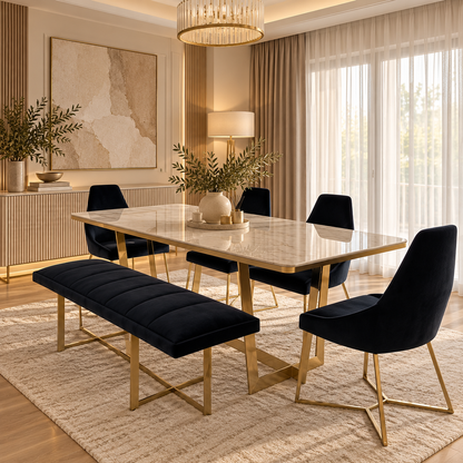 Table A Manger Simar + 4 Chaises + Banc