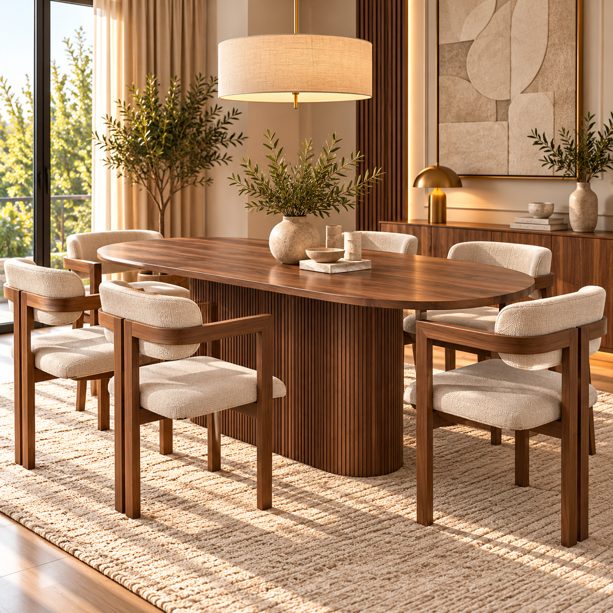 Table à Manger ALVÉORA + 6 Chaises